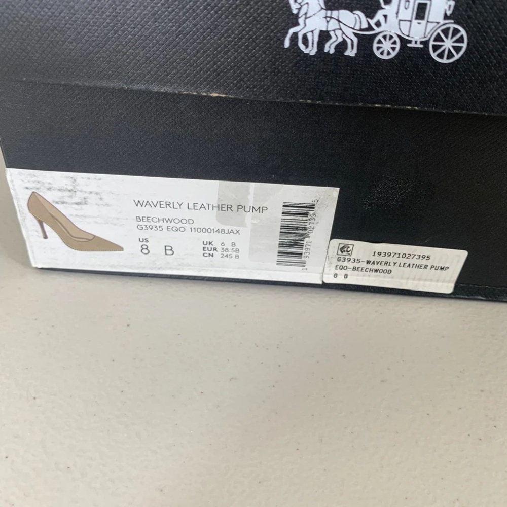 Coach Nude Leather Pointed-Toe Stiletto Pumps with Stud Trim - Picture 2 of 9